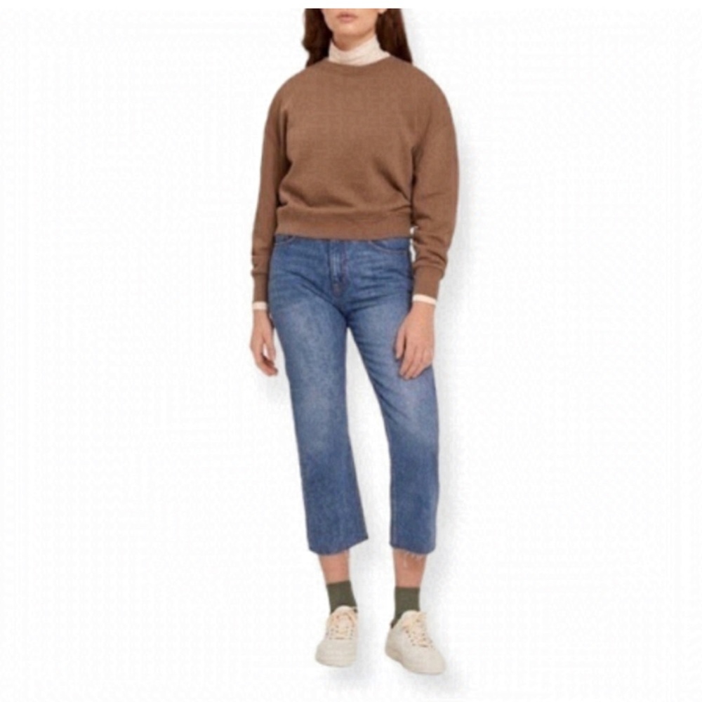 Frank & Oak Karen Kick Flare Raw Hem Organic Cotton Cropped Jeans 26
